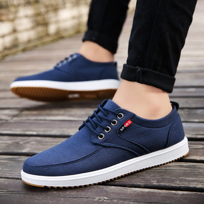 Men's Lace-up Canvas Shoes Casual Men Breathable Walking Flats Shoes