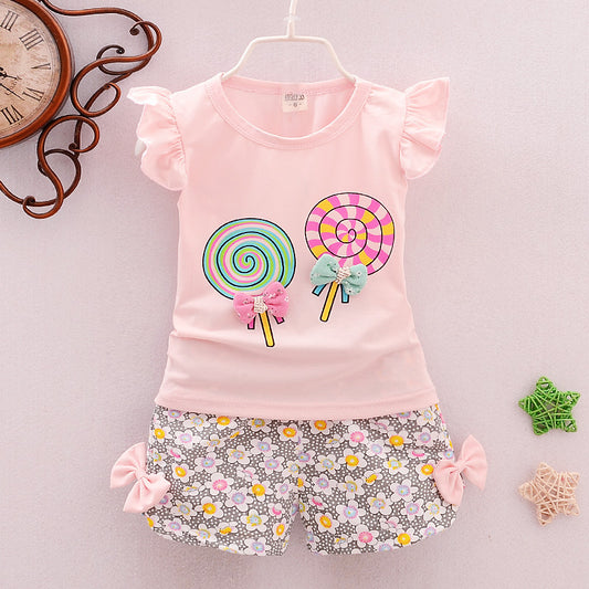 Girls Cartoon Two-Piece Korean Children's Clothing Cotton Girls Issued On Behalf Of