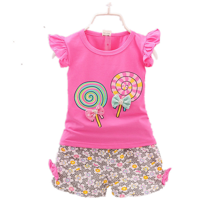 Girls Cartoon Two-Piece Korean Children's Clothing Cotton Girls Issued On Behalf Of