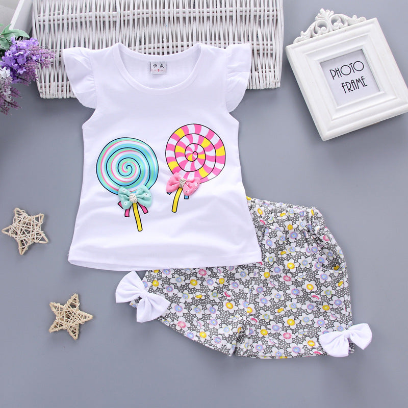 Girls Cartoon Two-Piece Korean Children's Clothing Cotton Girls Issued On Behalf Of