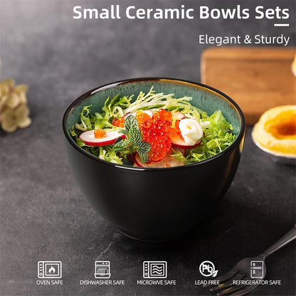 Creative Western Food  Kiln Change Peacock Green Bowl 24oz Bowl Set Of 4 For Cereal, Salad, Pasta, Soup, Dessert, Serving Dishwasher, Microwave And Oven