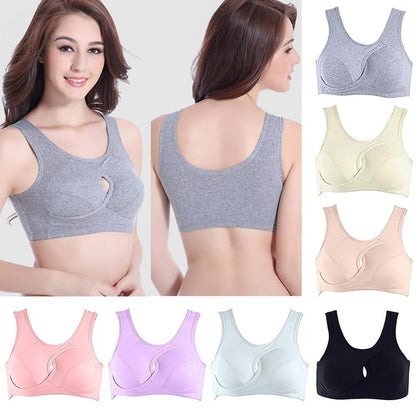 Plus Size Women Bra Ladies Cotton Quake-Proof Underwear Sleep Tops No Buckles Non Wire Lingerie With Removable Padded