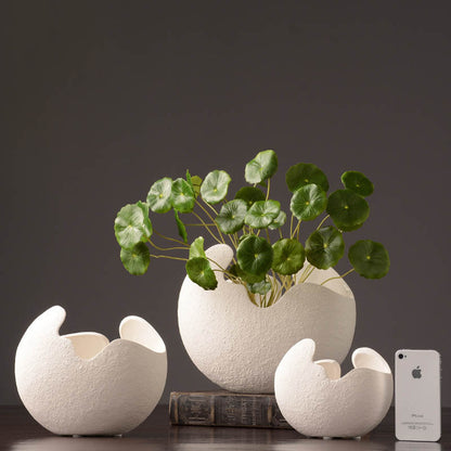 Simple white ceramic vase decoration