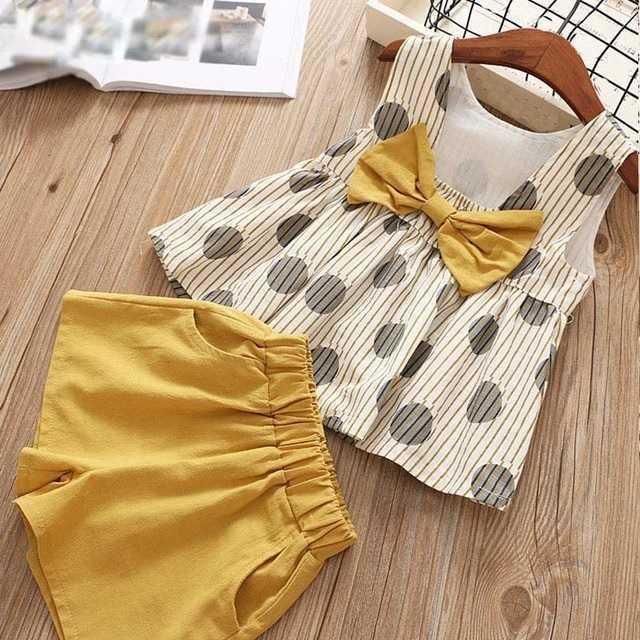 Summer Children Clothes Big Bow T-Shirt Shorts Clothing Set