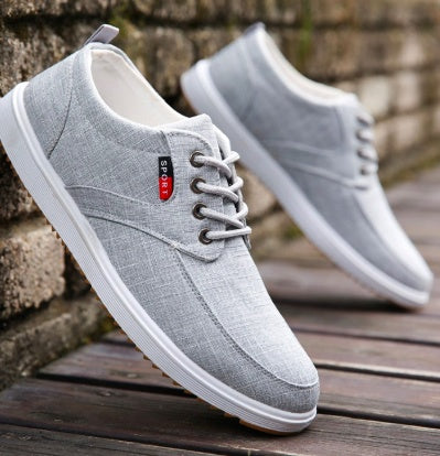 Men's Lace-up Canvas Shoes Casual Men Breathable Walking Flats Shoes