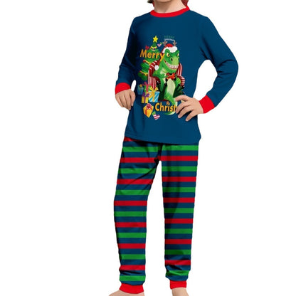 Tyrannosaurus Letter Christmas Tree Printing Parent-child Suit Pajamas