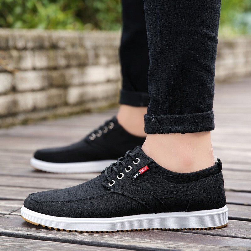 Men's Lace-up Canvas Shoes Casual Men Breathable Walking Flats Shoes