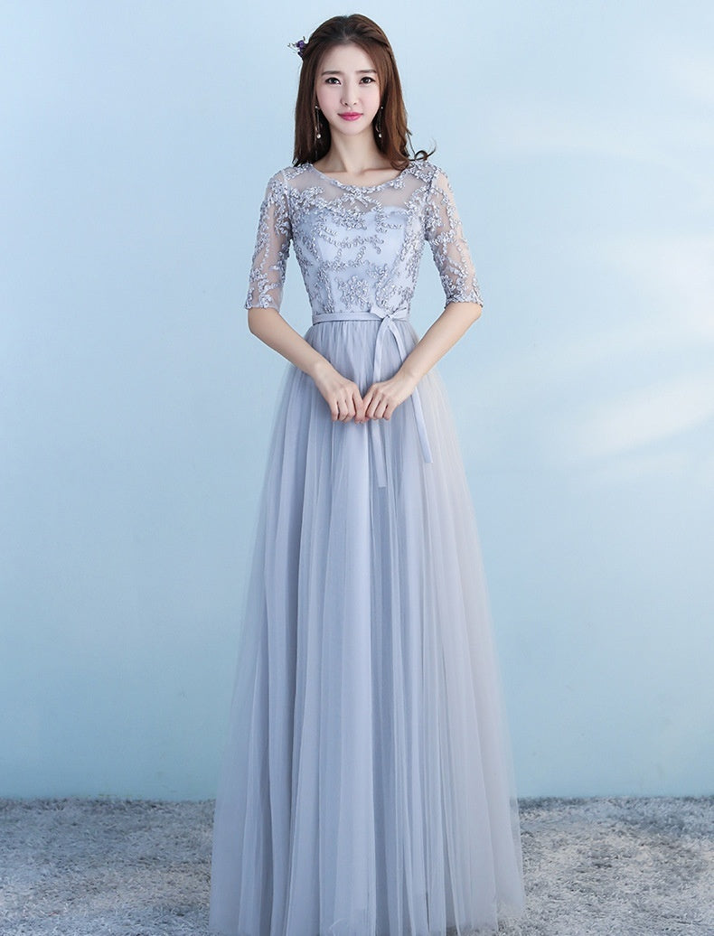 Long Bridesmaid Blue Wedding Dress Girlfriends Party Dress