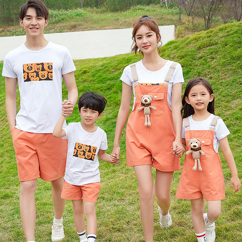 New Tide A Family Of Three Four Cotton T-shirt Short Sleeve Suspenders Suit