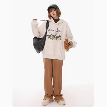 Plucked Exquisite Embroidery Retro Loose Hooded Thick Hoodie