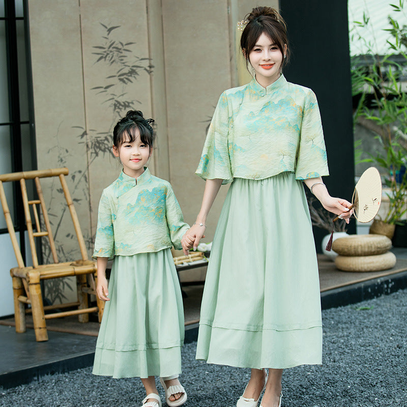 Parent-child Leisure Chinese Style Cheongsam Suit