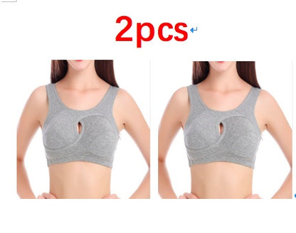 Plus Size Women Bra Ladies Cotton Quake-Proof Underwear Sleep Tops No Buckles Non Wire Lingerie With Removable Padded