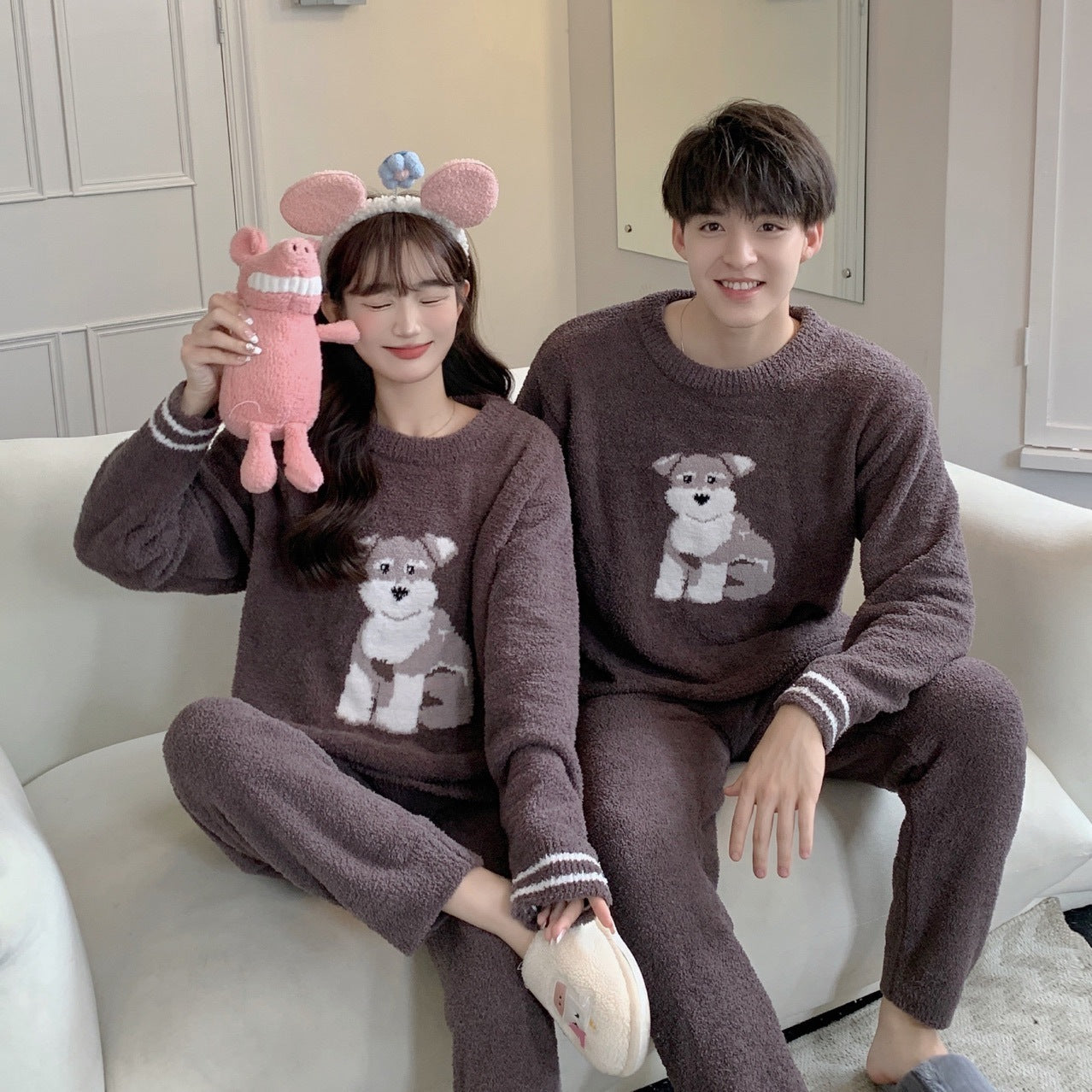 Gp Couple Japanese Cute Dog Parent-child Soft Home Wear Long-sleeved Trousers Pajamas Set Wholesale