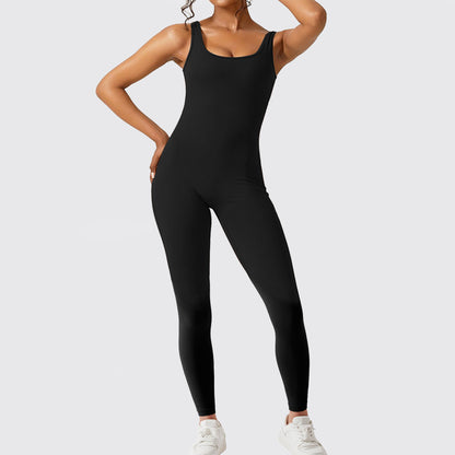 Women Sleeveless Flare Jumpsuits Fitness Yoga Long Pants