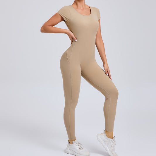 Pure Color Tight Yoga Jumpsuit