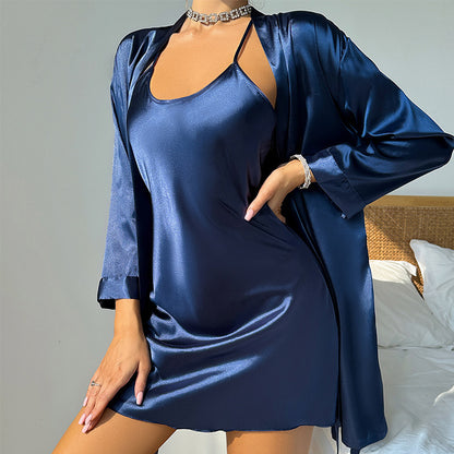 Women's Fashion Personality Emulation Silk Nightgown