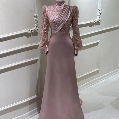 Stand Collar All-inclusive Long Sleeve Detachable Evening Dress Elegant Elegant Two-piece Suit