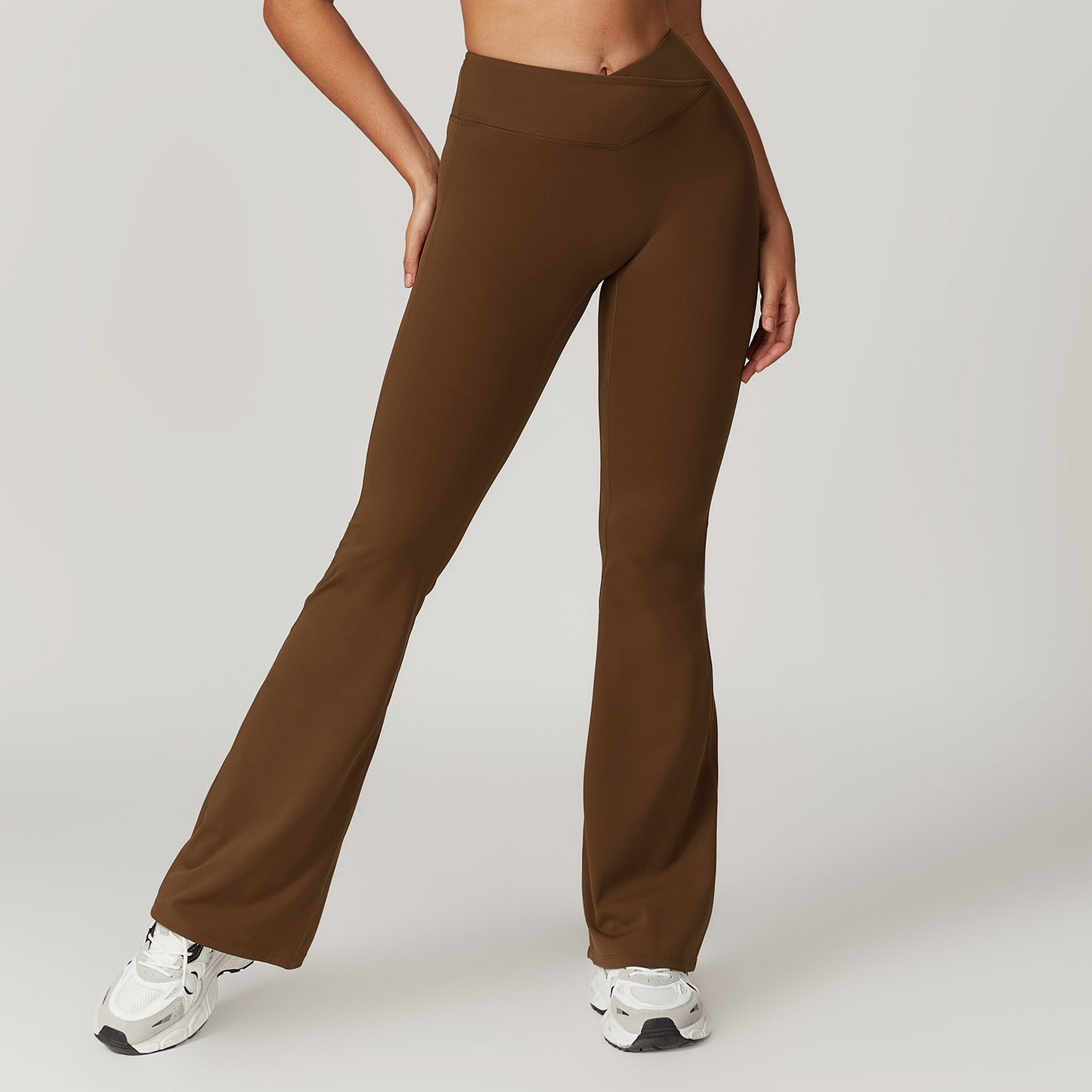 Hip Lifting Yoga Bell-bottom Pants Nude Feel Cross High Waist