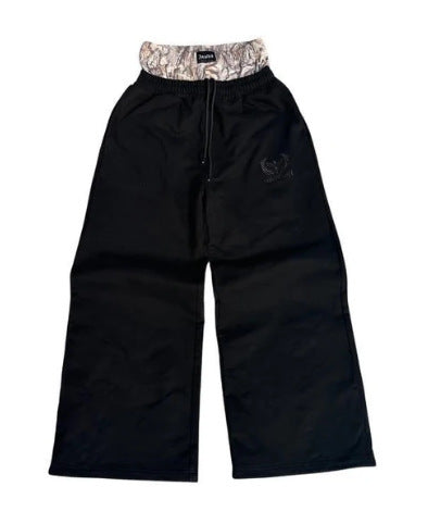 Hip Hop Embroidered Camouflage Double Waist Pants