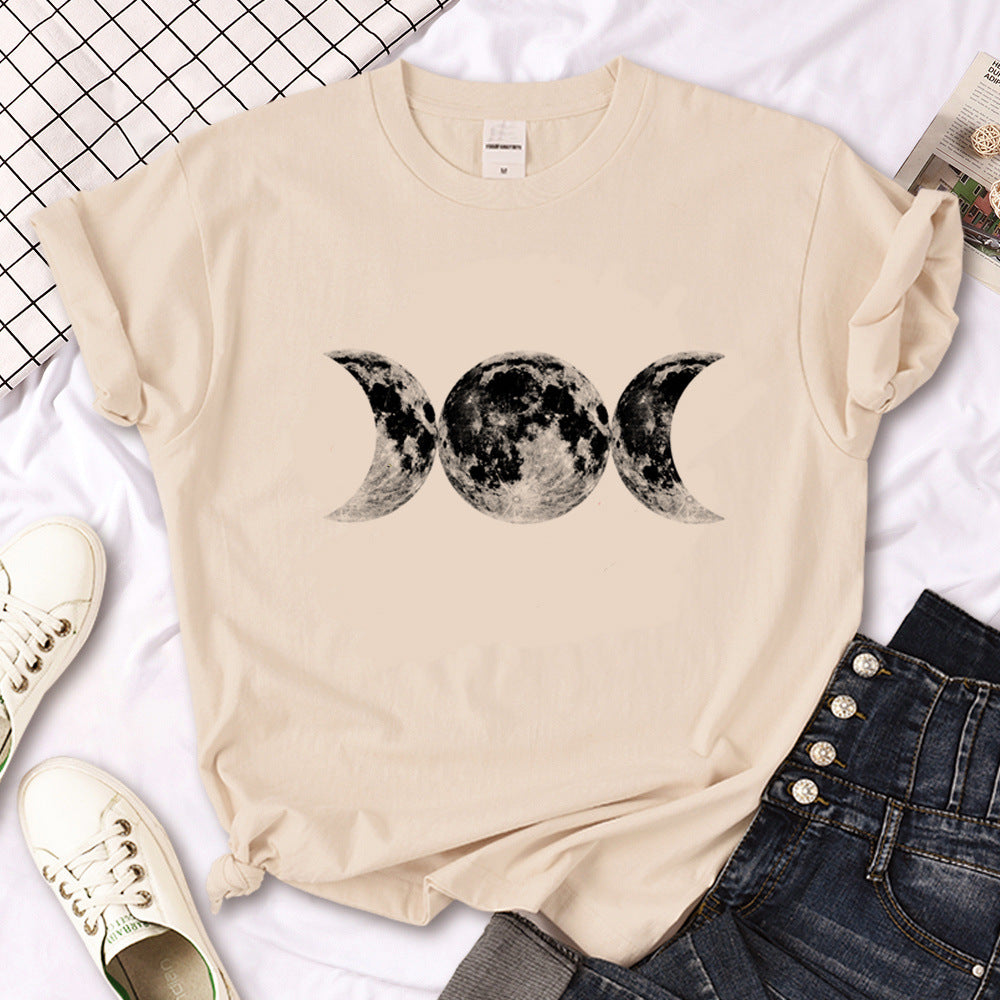 Witch Triple Moon Gothic Sun Tshirt Women Y2K Tee Female Des