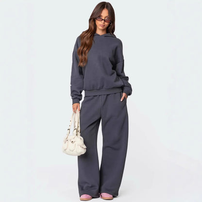 Women's Sports Hooded Loose Bow Suit