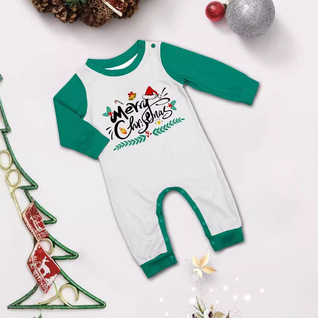 Parent-Child Christmas Suit Blue And White Striped Letters