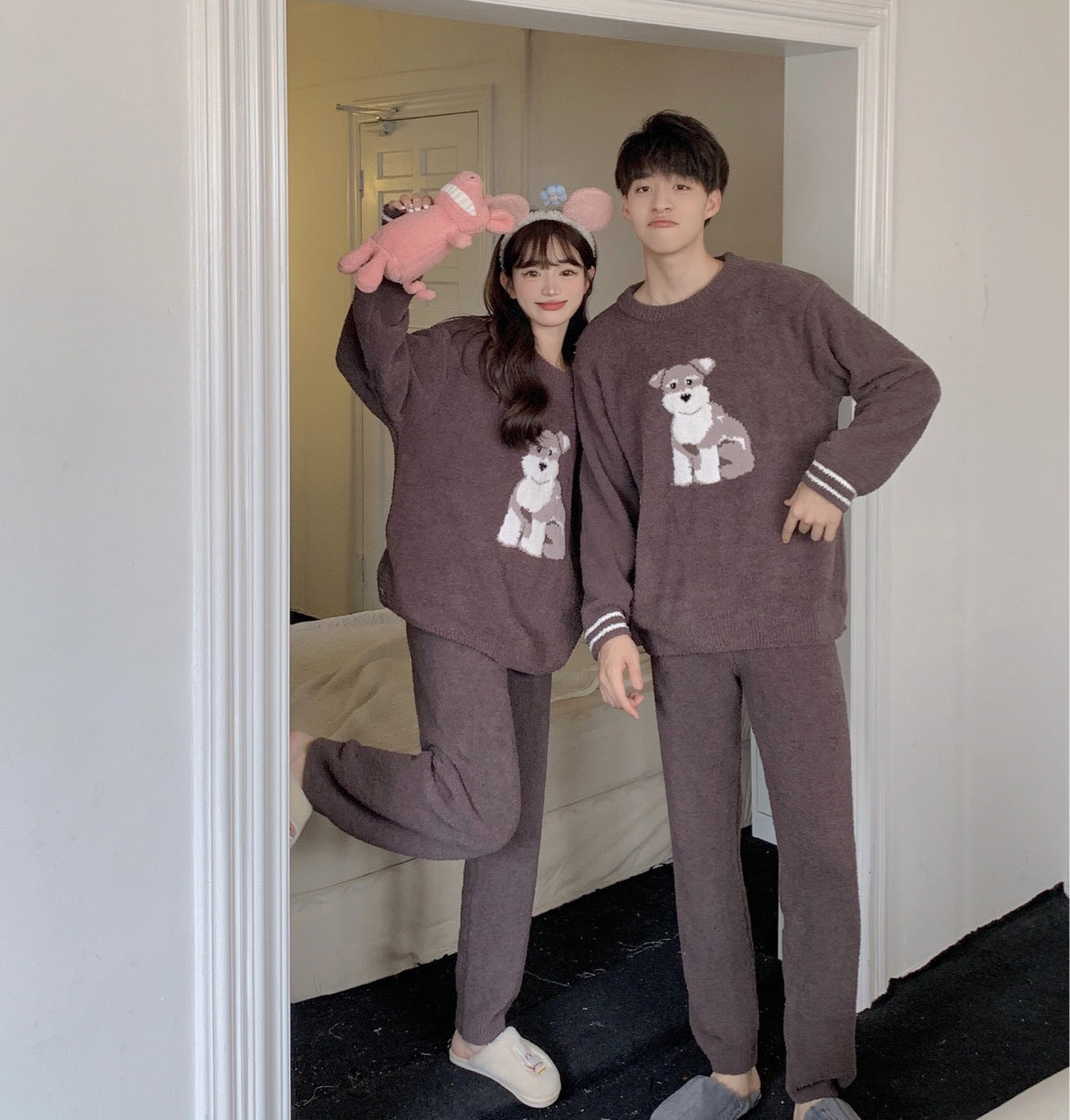 Gp Couple Japanese Cute Dog Parent-child Soft Home Wear Long-sleeved Trousers Pajamas Set Wholesale