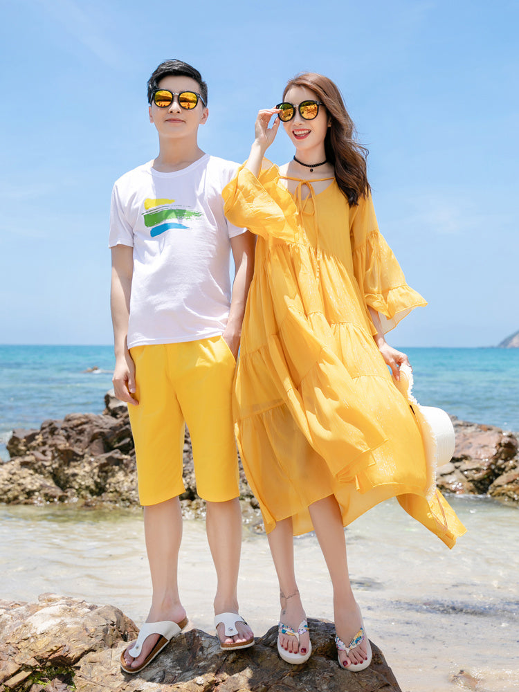 Parent-child Culottes Summer A Family Of Three Four Seaside Vacation Photo Loose Beach Dress Family Suit