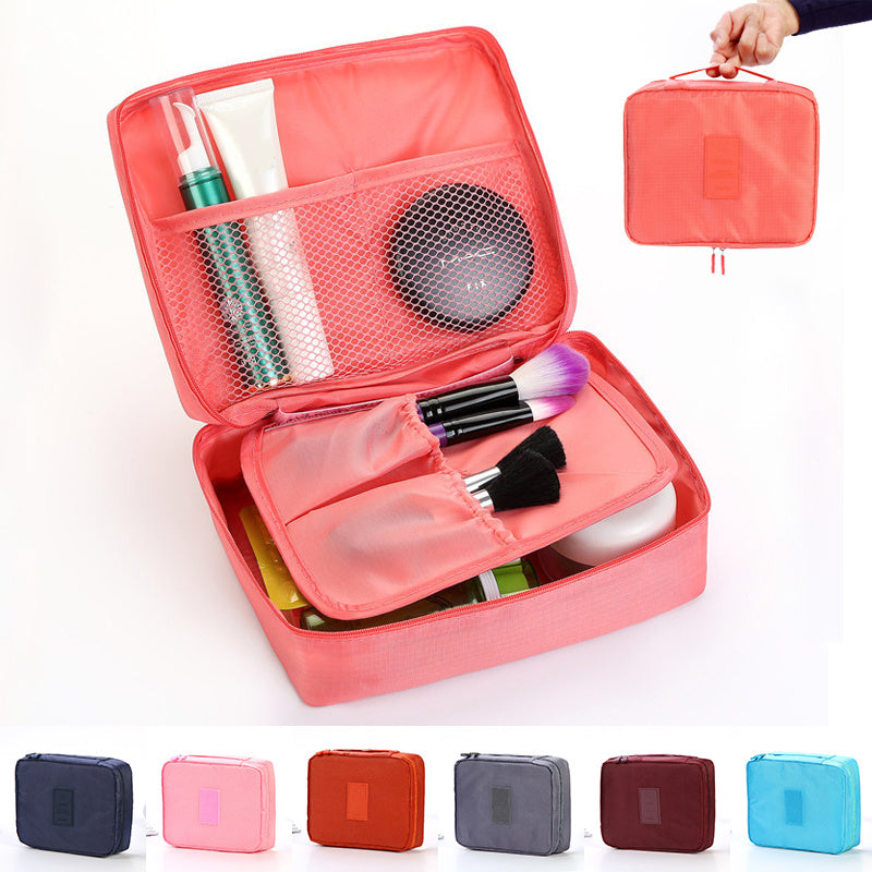 Portable Cosmetic Bag Waterproof Divider Multi-grid Pockets Toiletry Bags Travel Storage Handbags Women Make Up Bag