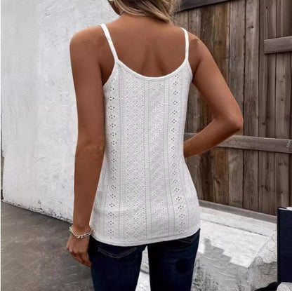 3pcs Knitted Shoulder Strap Vest Set