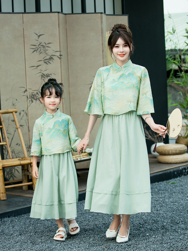 Parent-child Leisure Chinese Style Cheongsam Suit