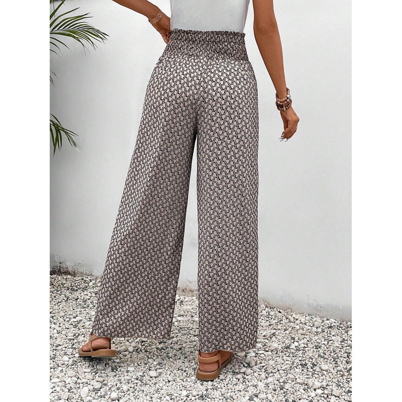 New Fashion All-match Floral Wide-leg Pants