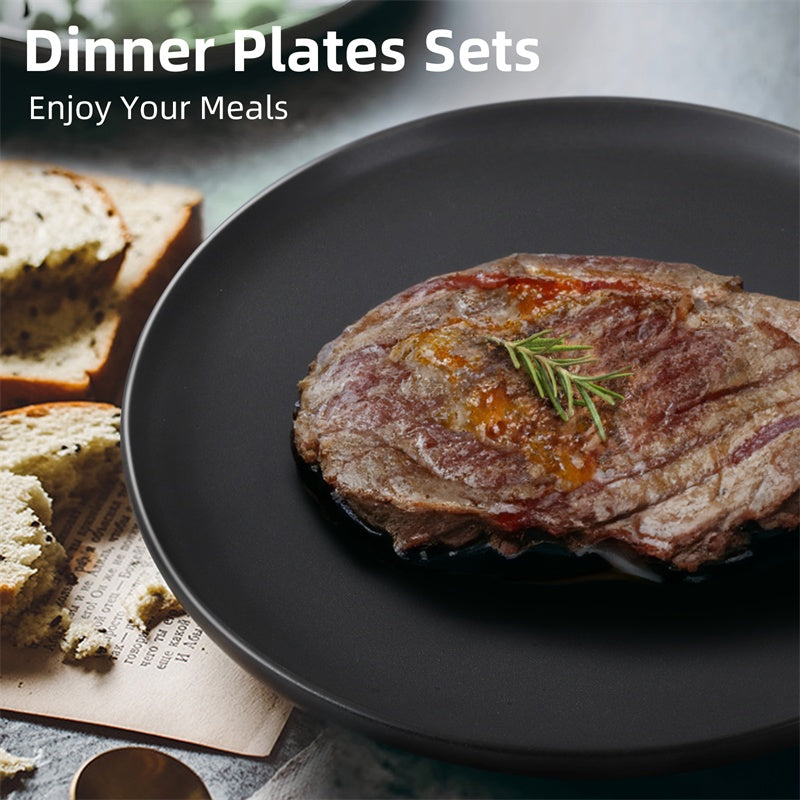 Steak Plate Creative Western Food Plate Vegetable Plate Set Of 6 For Cereal, Salad, Pasta, Soup, Dessert, Serving Dishwasher, Microwave And Oven