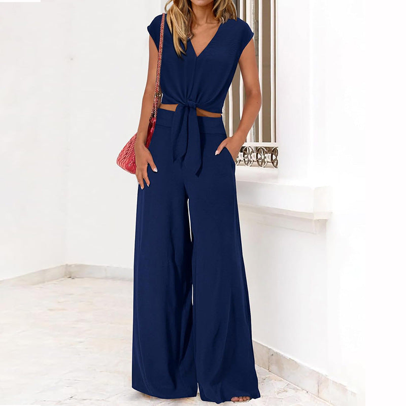 High Waist Slim-fit Wide-legged Pants Suit